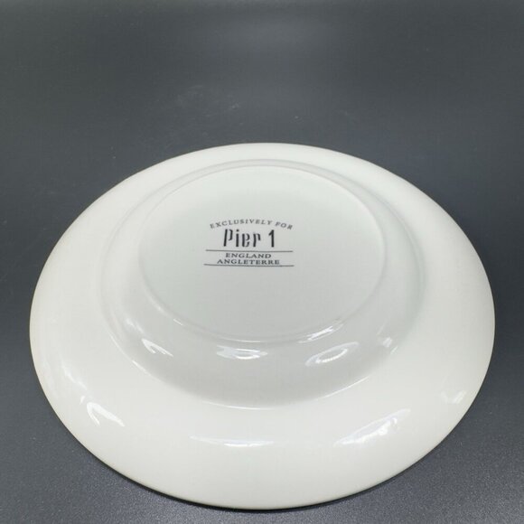 Pier 1 ENGLAND ANGLETERRE Ceramic Teacup And Saucer Set Vino Coffee Black White - Picture 15 of 15